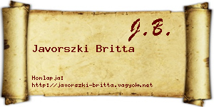 Javorszki Britta névjegykártya