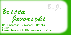 britta javorszki business card